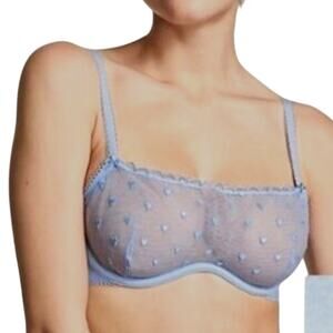 PINK Victoria’s Secret large Wink unlined heart embroidered scoop bra BC3 3211